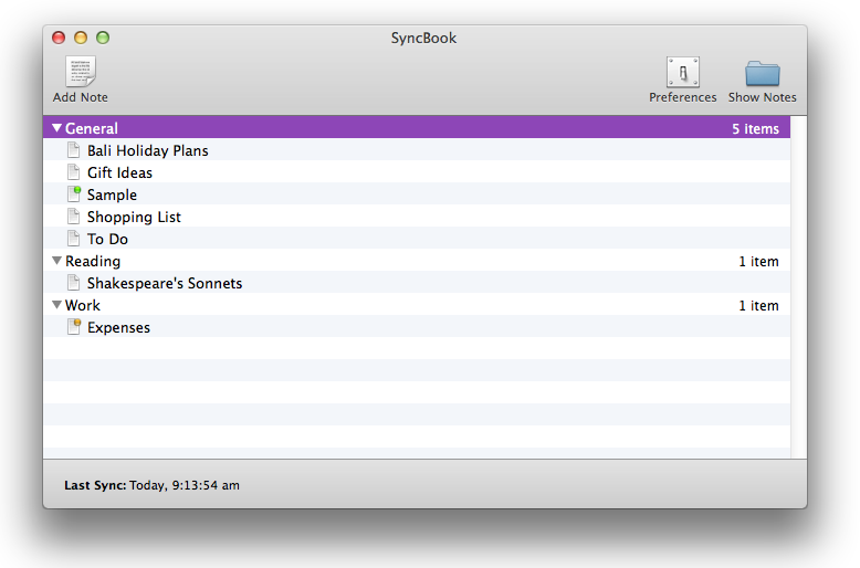 SyncBook on the Mac